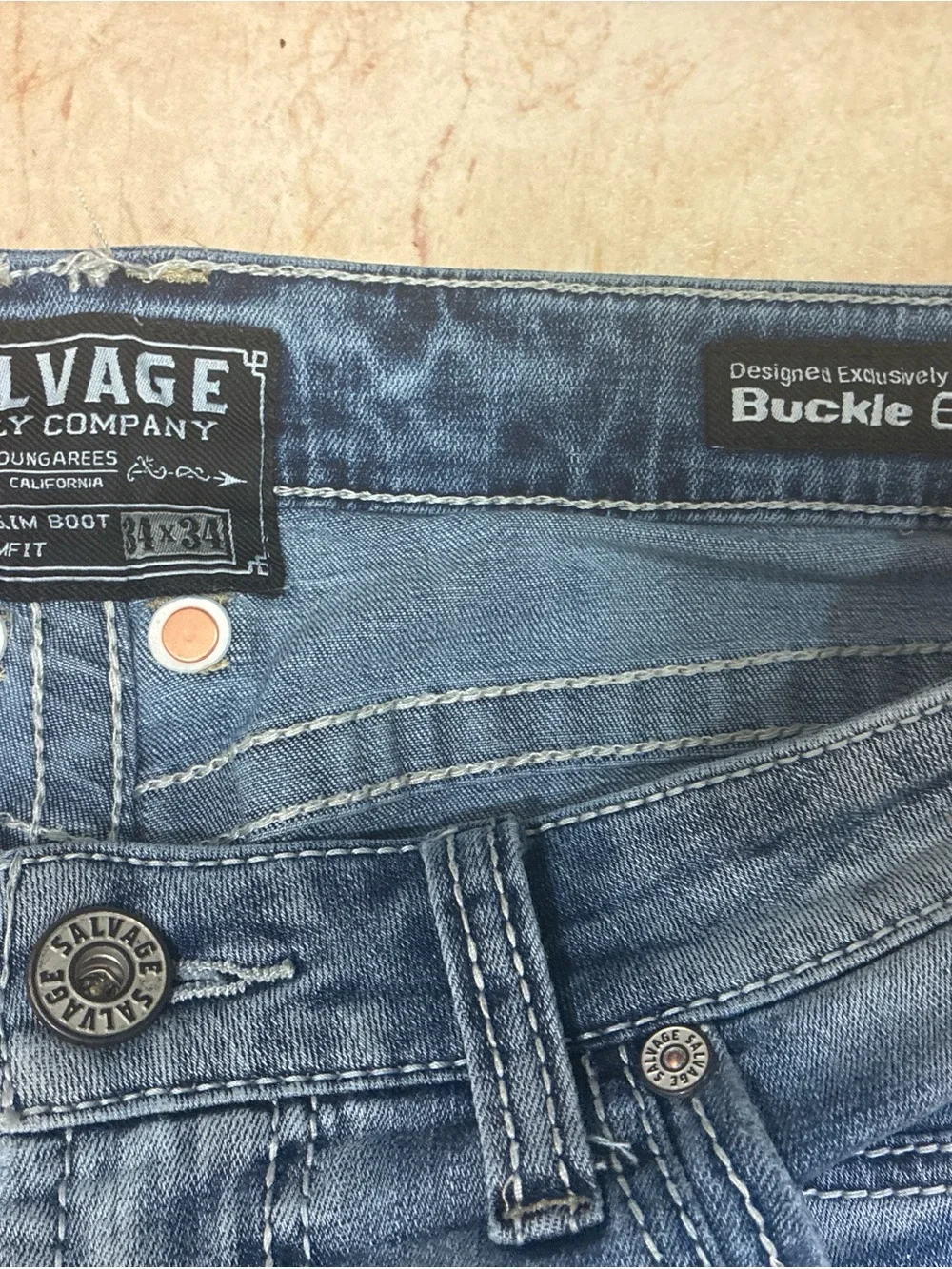 Salvage Men's Faded Blue Bootcut Jeans